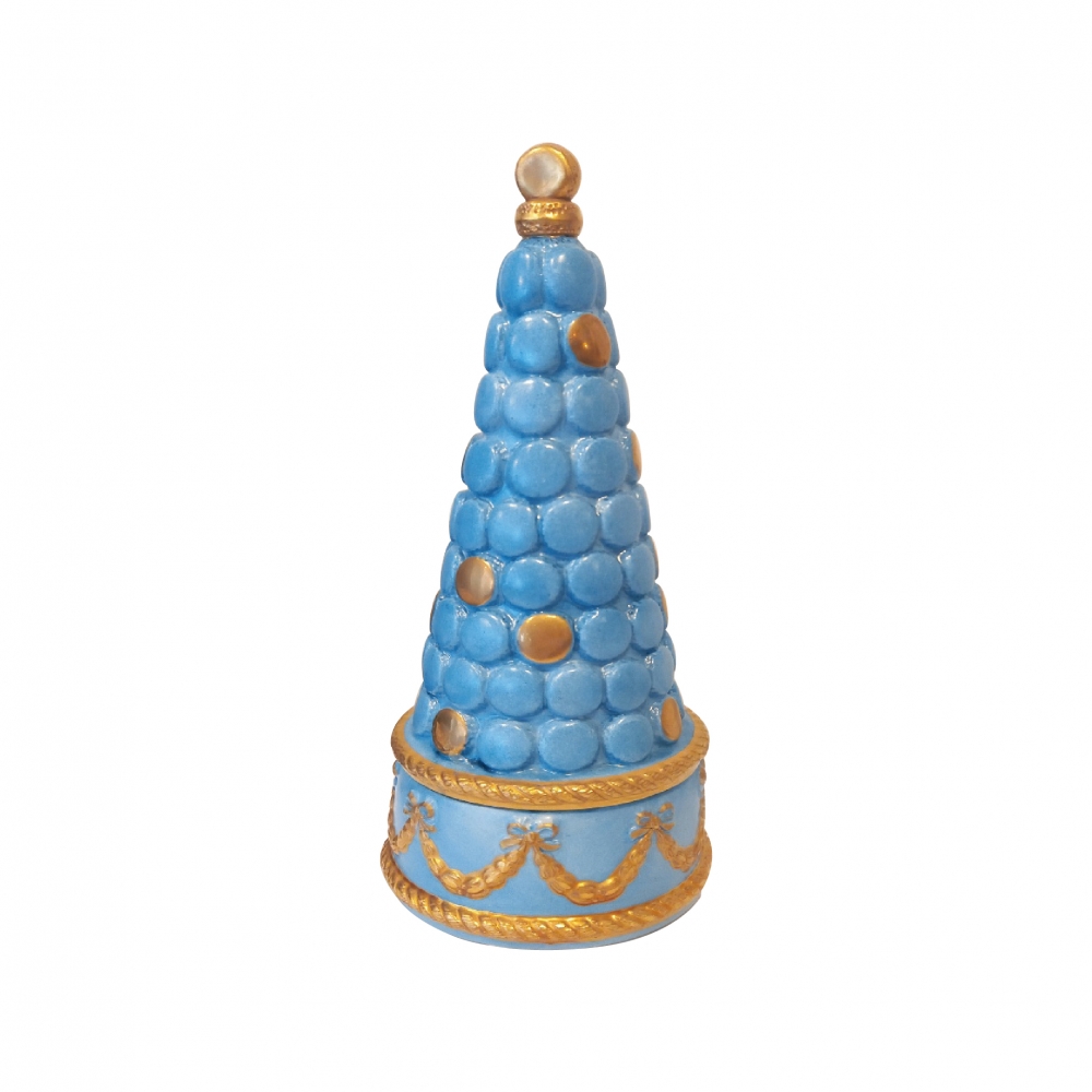 마카롱 피라미드 향초 - blue & gold